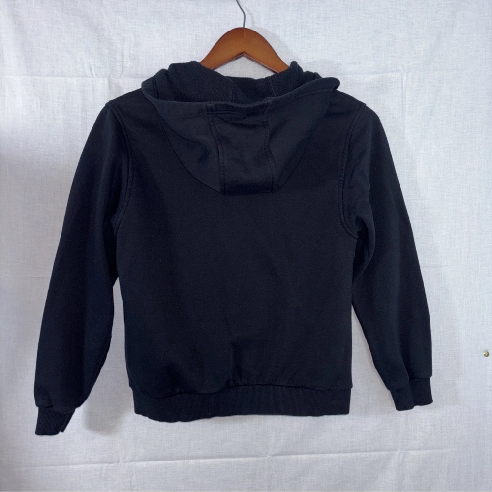 Nike Kids Black Zip Hoodie Size Large Fleece Sweatshirt Swoosh Logo - Picture 2 of 7